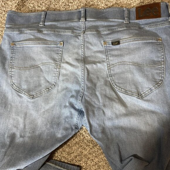 Lee Extreme Motion Jeans Mens 40x29 Light Blue Slim Fit Straight Stretch Denim - Picture 6 of 8